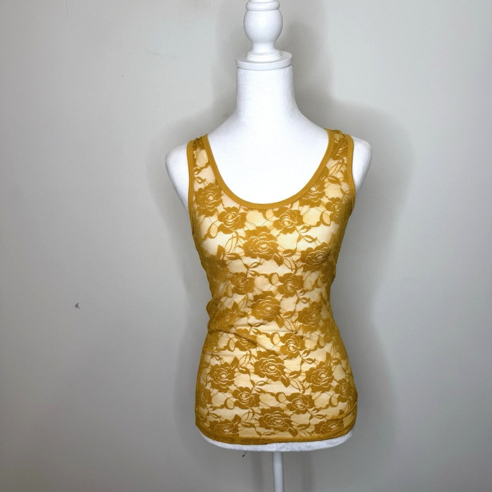 Vintage Y2K Boundaries Lace Cami Tank Top Sheer Whimsical Fairy Grunge Club M
